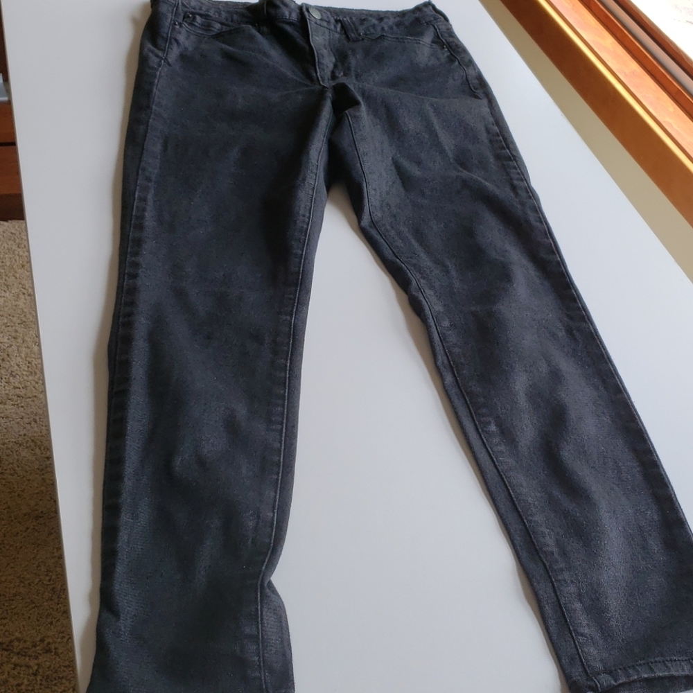 Coated denim High waisted jegging black